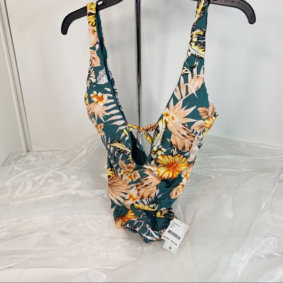 THE BIKINI LAB DARK TEAL TROPICAL KEYHOLE FRONT ONE PIECE Medium - Picture 6 of 6